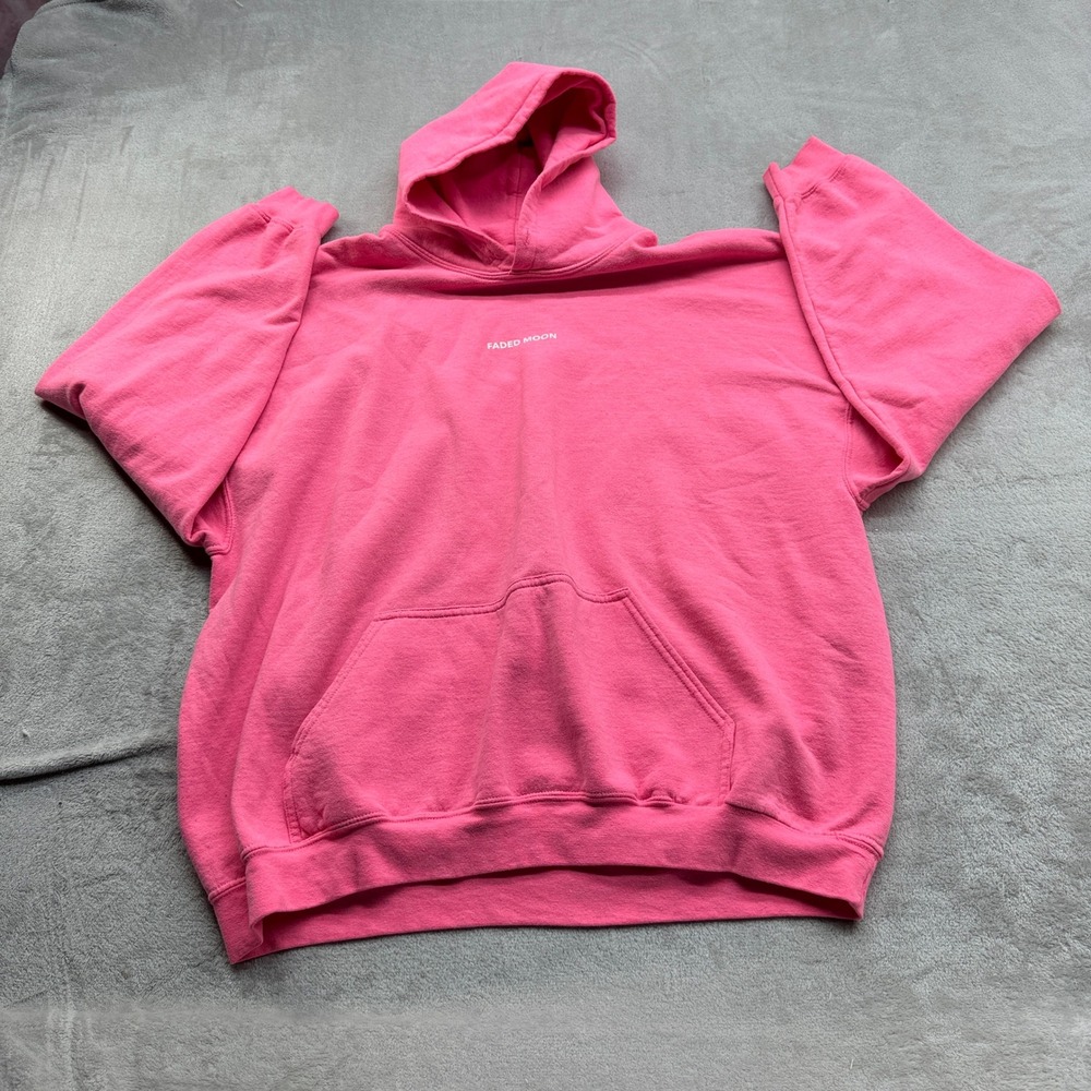 Faded Moon Hoodie Womens 2XL Pink Under The Same Moon Graphic Pullover Celestial